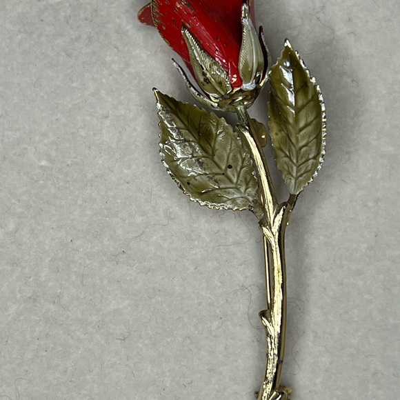 Lot of three vintage flower brooches, gold & enamel, great for Valentine’s Day! - Picture 4 of 17